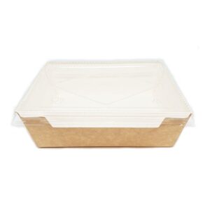 A-900ml Kraft + White Box With Pet Lid